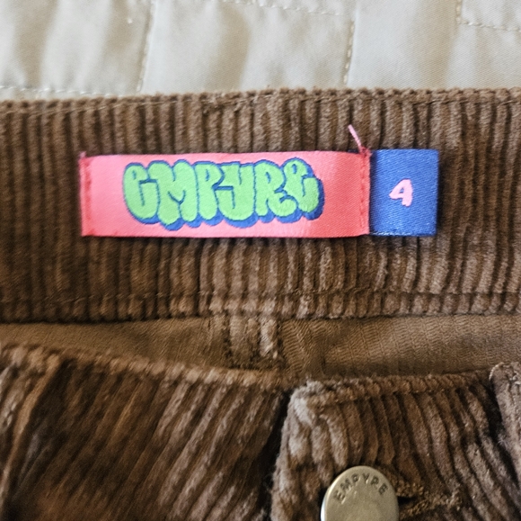 Empyre Pants Womens Size 4 Brown Corduroy High Rise Tori Relaxed Skater Y2K - Picture 4 of 7